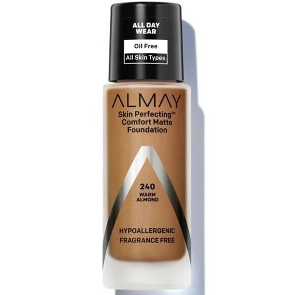 240 Almay Skin Perfecting Comfort Matte Foundation Hypoallergenic Warm Almond - Picture 1 of 4